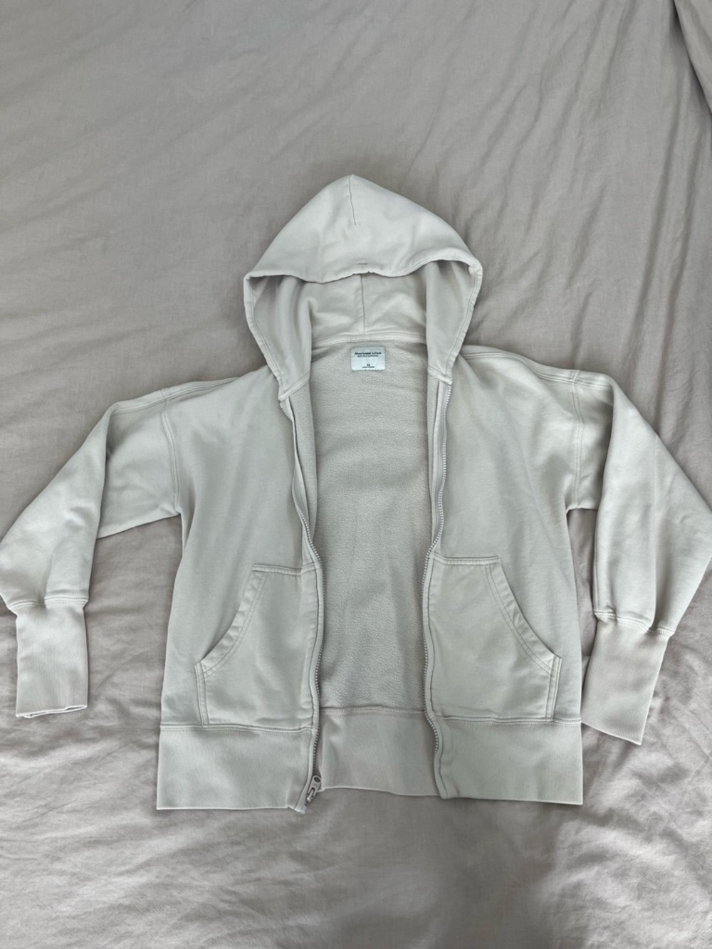 Abercrombie & Fitch Light Beige/Cream Zip Hoodie